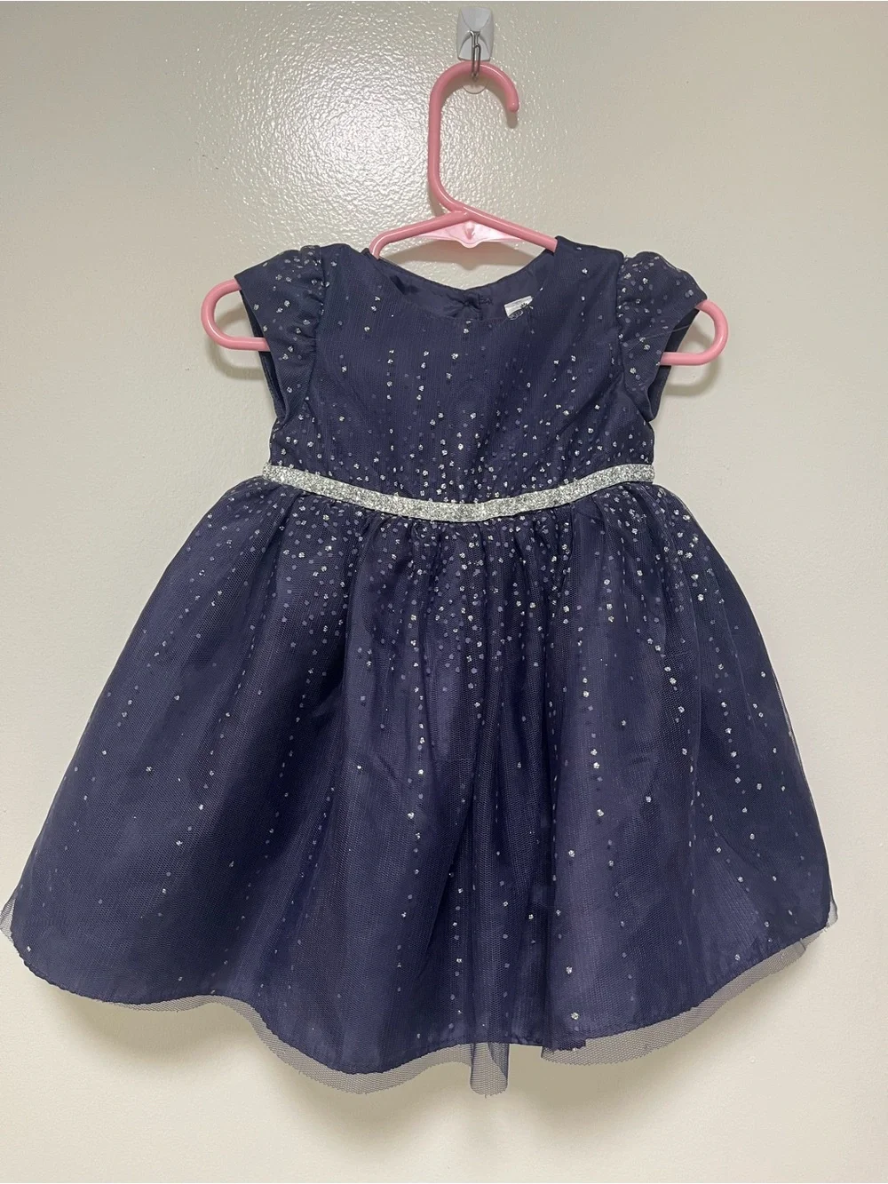 Cherokee Navy Dress with Silver Sparkle Waistband